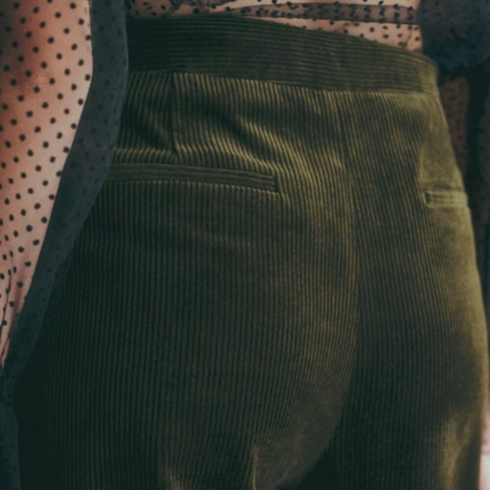 Sezane Dan Trousers Dark Olive - Size 6 - Picture 2 of 11